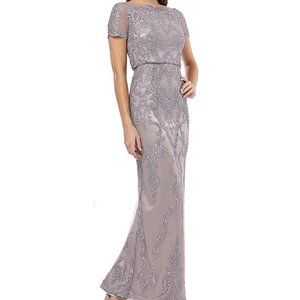 J S Collections Embroidered Lace Blouson Gown